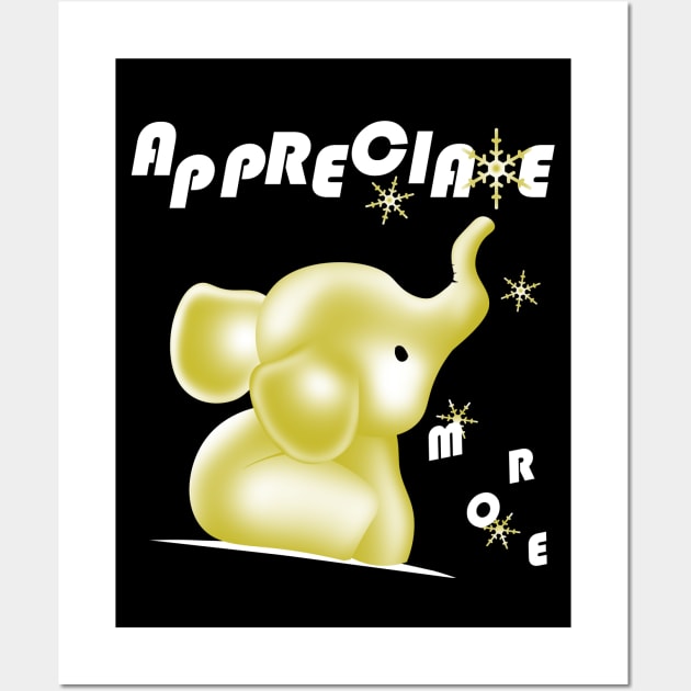 White elephant - appreciate more christmas gifts Wall Art by AdishPr